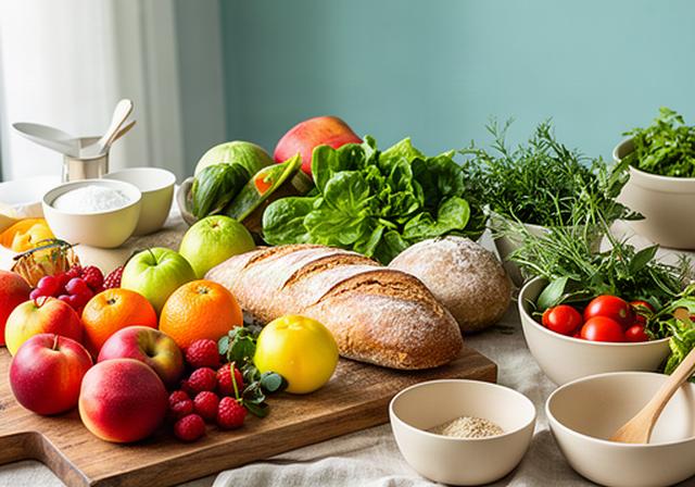 Frutta fresca, pane artigianale e ingredienti di stagione preparati per un light lunch a Verona